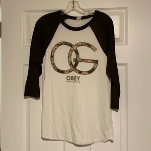 Obey 3 quarter length tee